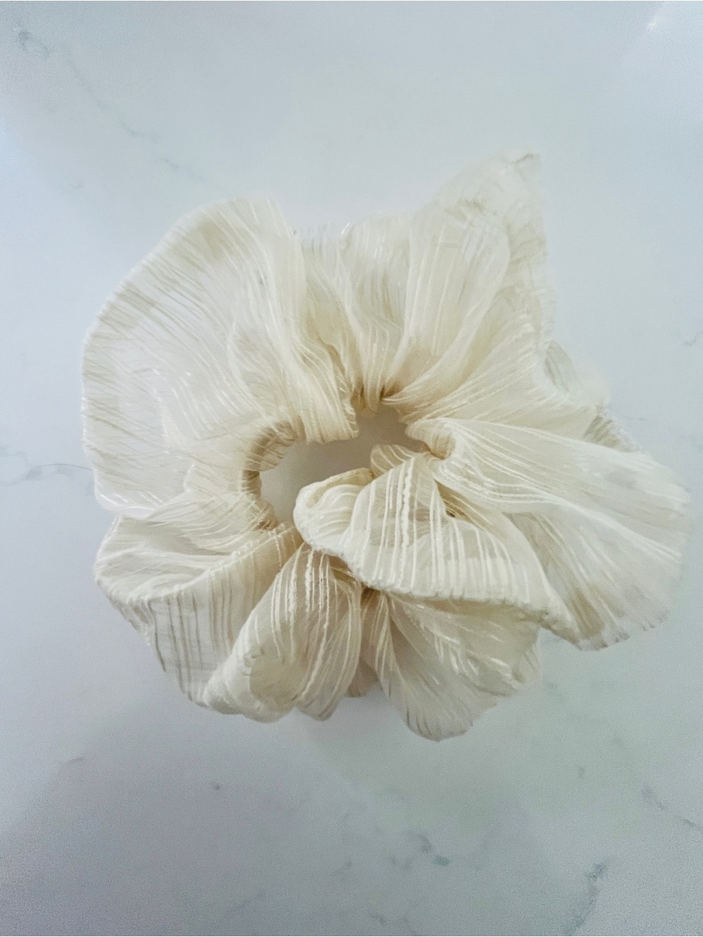 Chelsea King Cream Textured Chiffon Scrunchie - Women Accessories